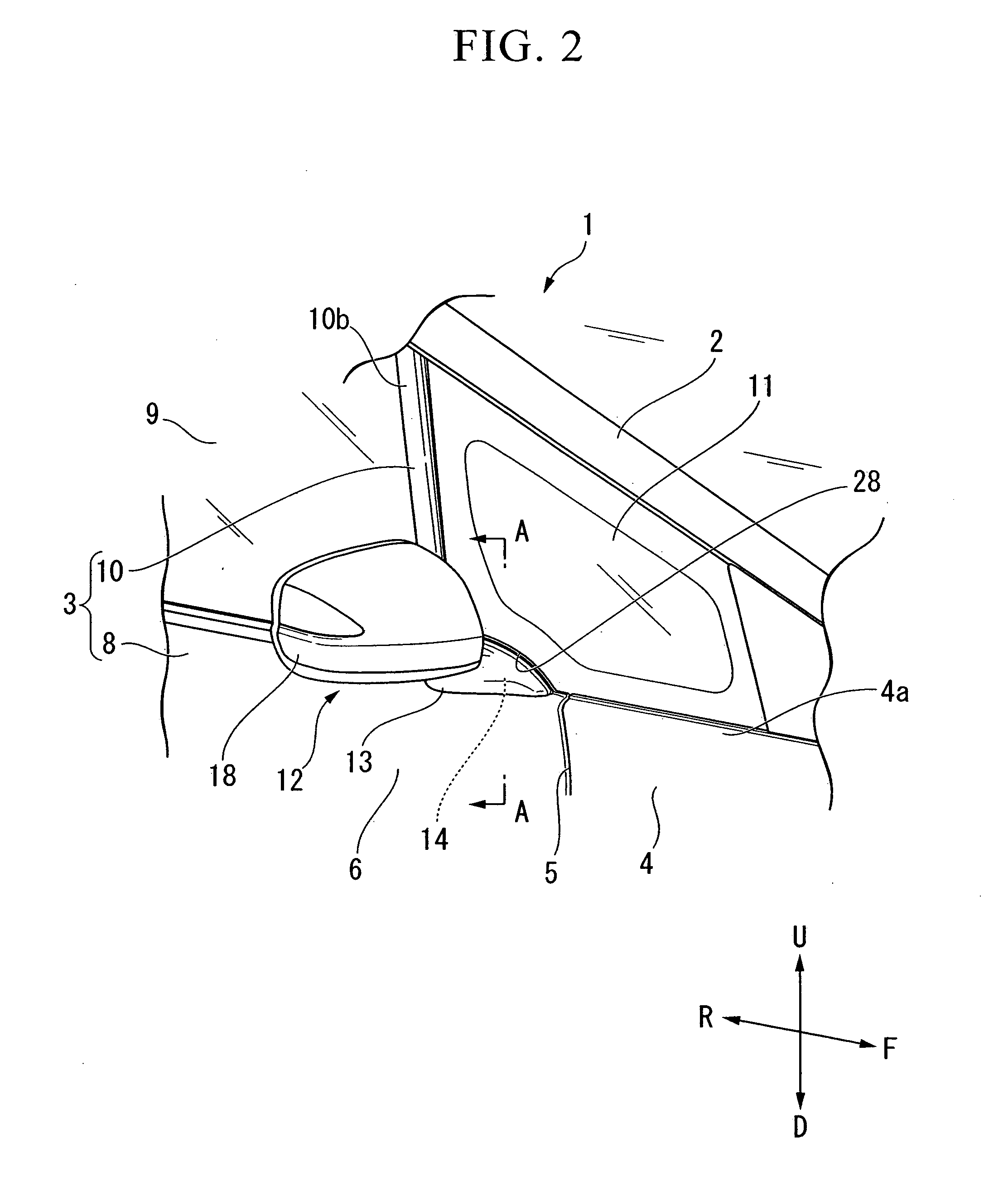 Vehicle door mirror mount structure