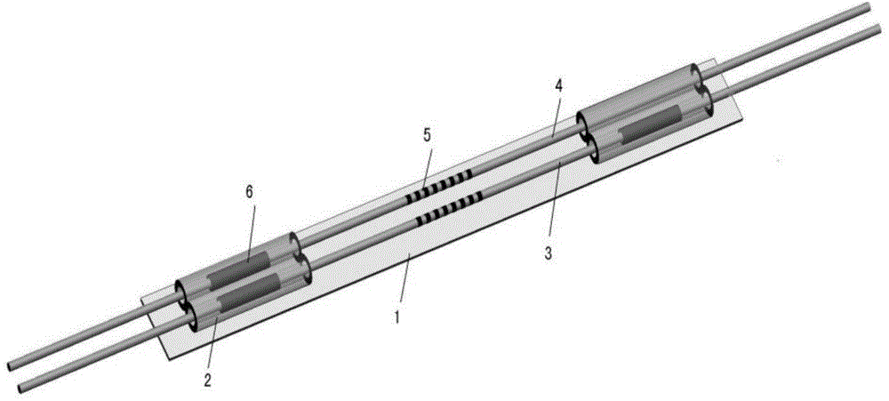 Fiber bragg grating high-temperature stress testing device and mounting method of device