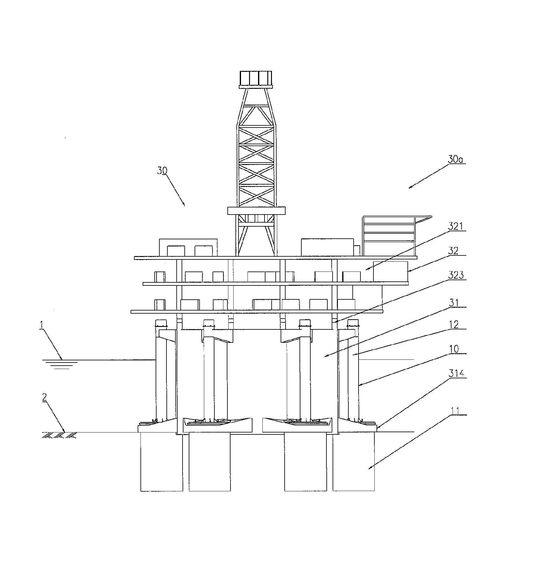 Type of suction leg, an offshore caisson, and a sit-on-bottom offshore platform