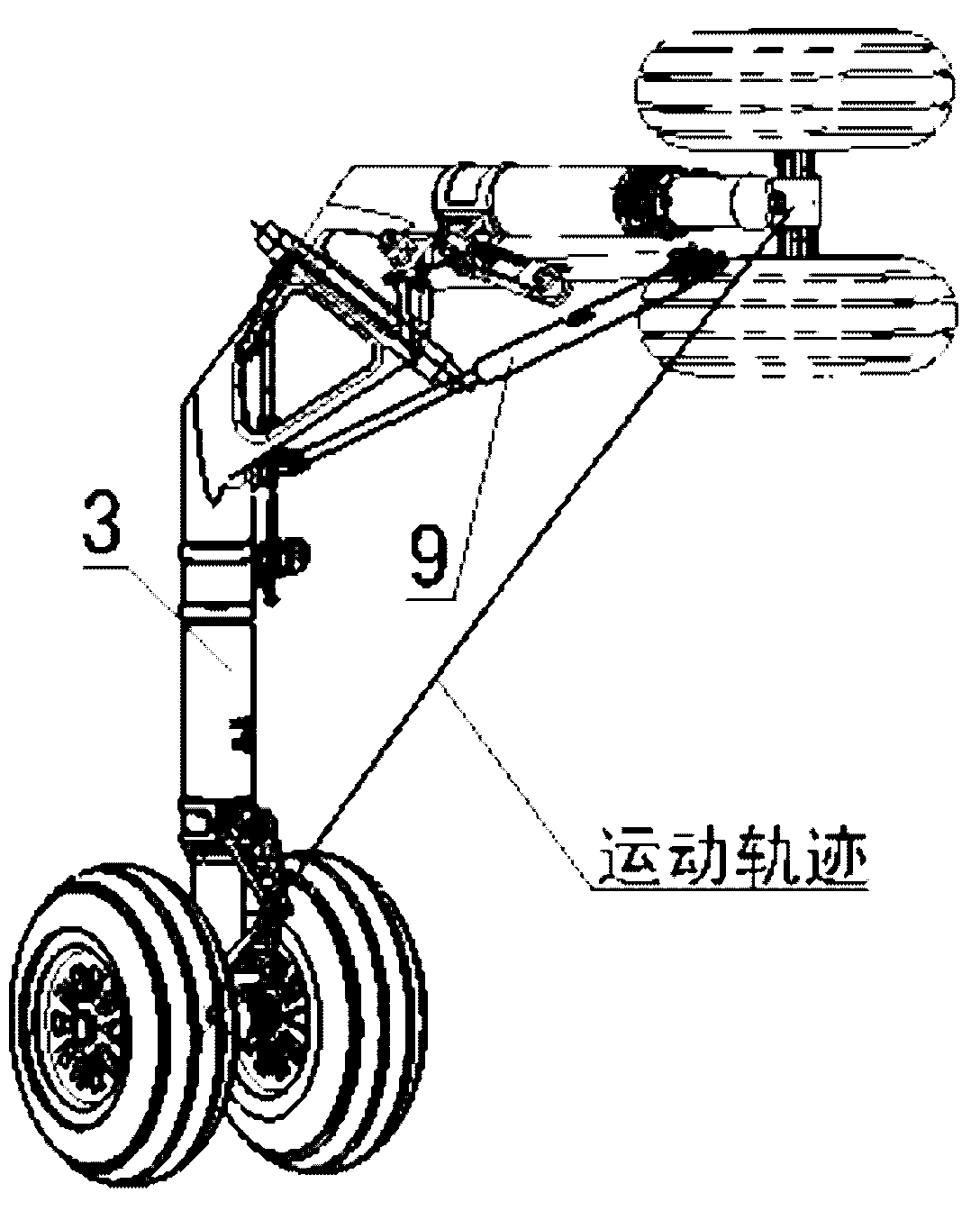 Plane main undercarriage space retraction/extension mechanism and retraction/extension method