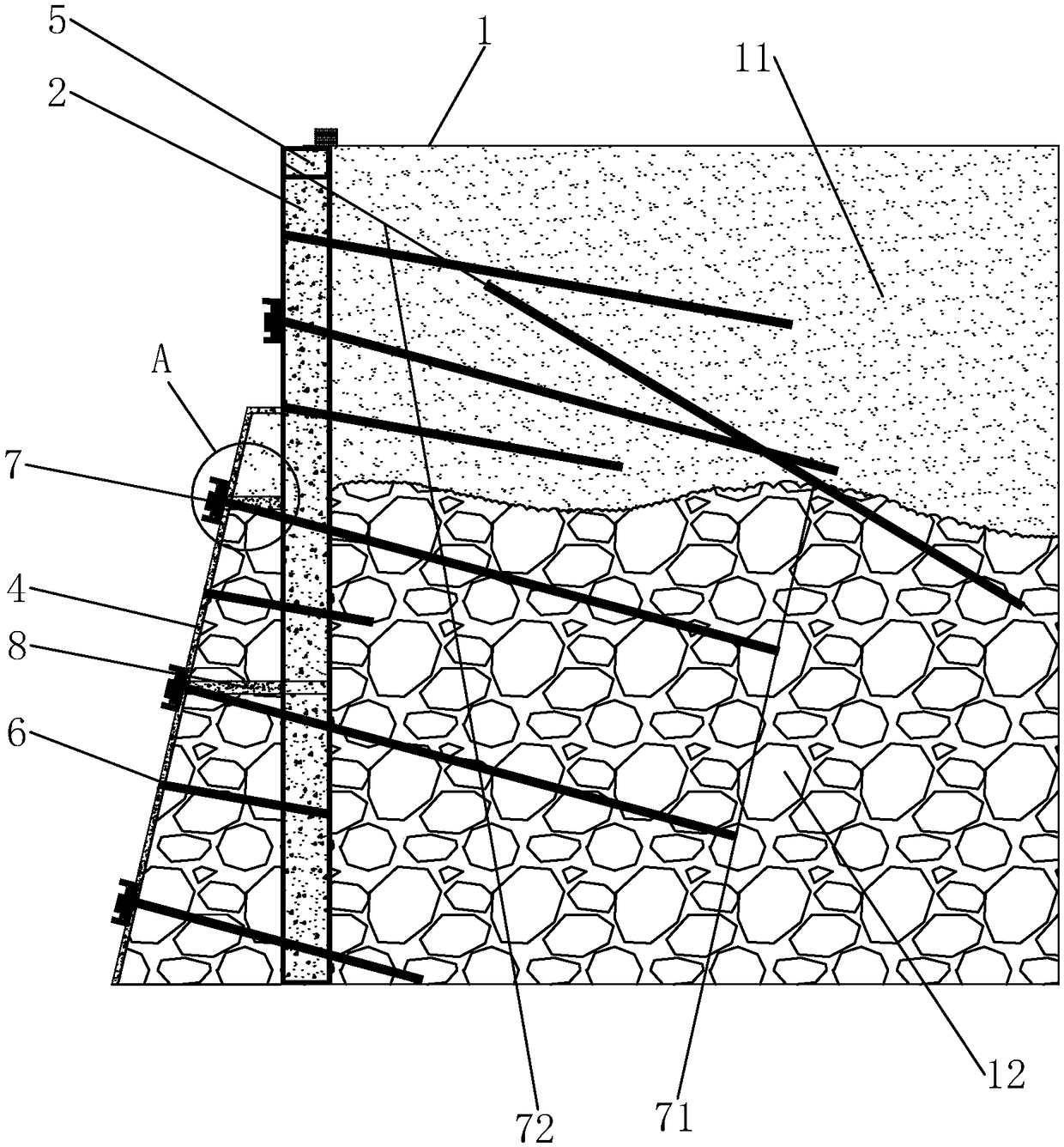 Composite soil nailing wall and pile-anchor support compound support structure and construction method