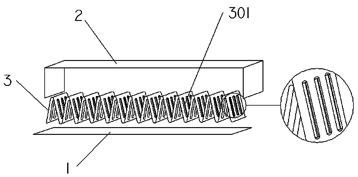 A heat-dissipating strip of a PTC heat-sensitive material heat-dissipating device and a manufacturing method and use thereof