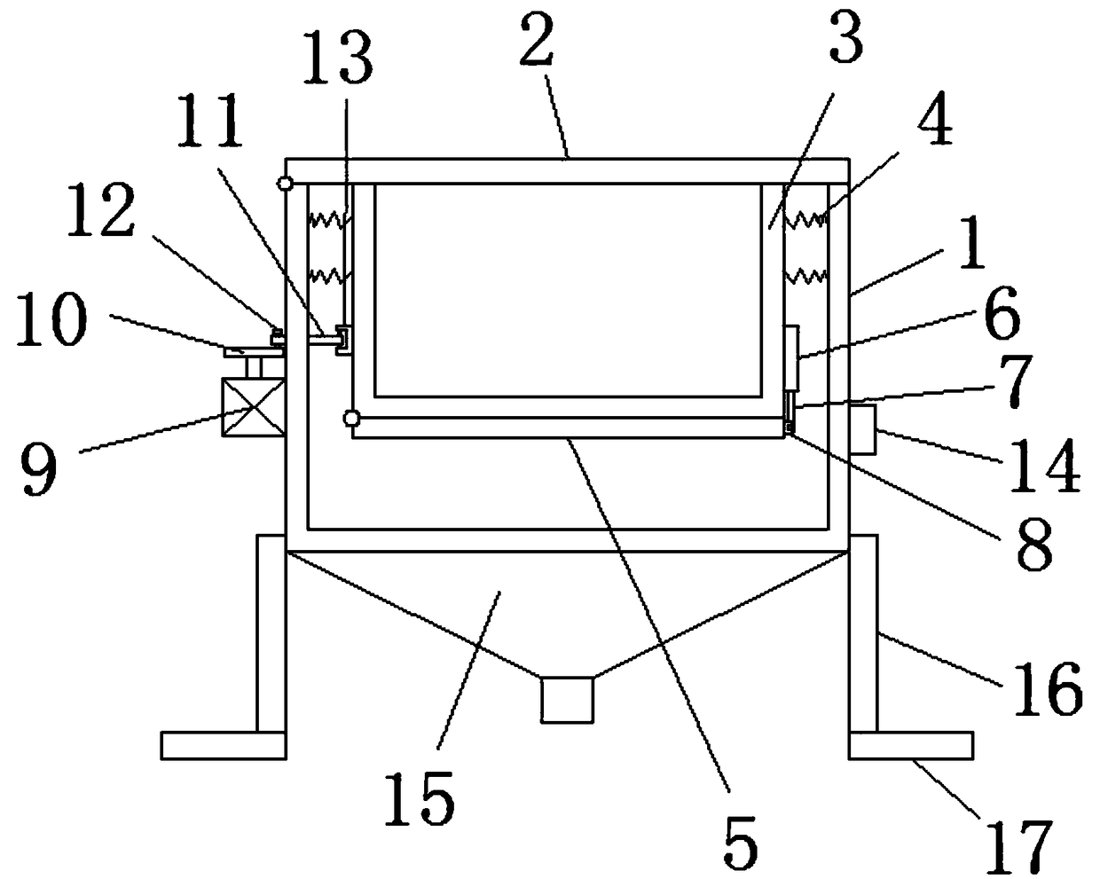 Screening device of rubber particles