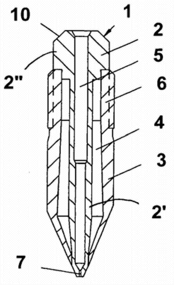 Spinneret for spinning threads, spinning device for spinning threads and method for spinning threads