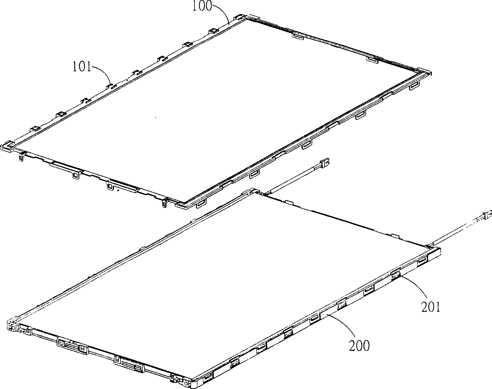 Side frame depression bar for liquid crystal display