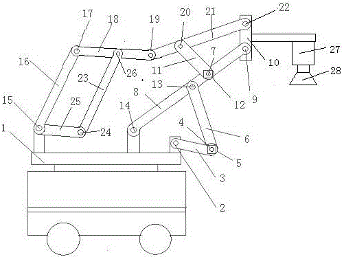 Variable-degree-of-freedom link mechanism mechanical arm for carrying operation