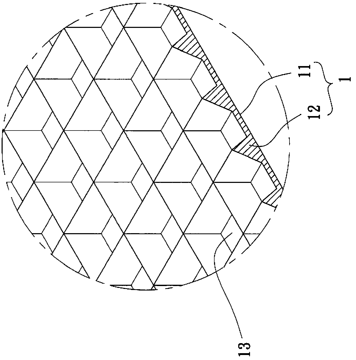 Patterned base material with emitting angle convergent and light-emitting diode element