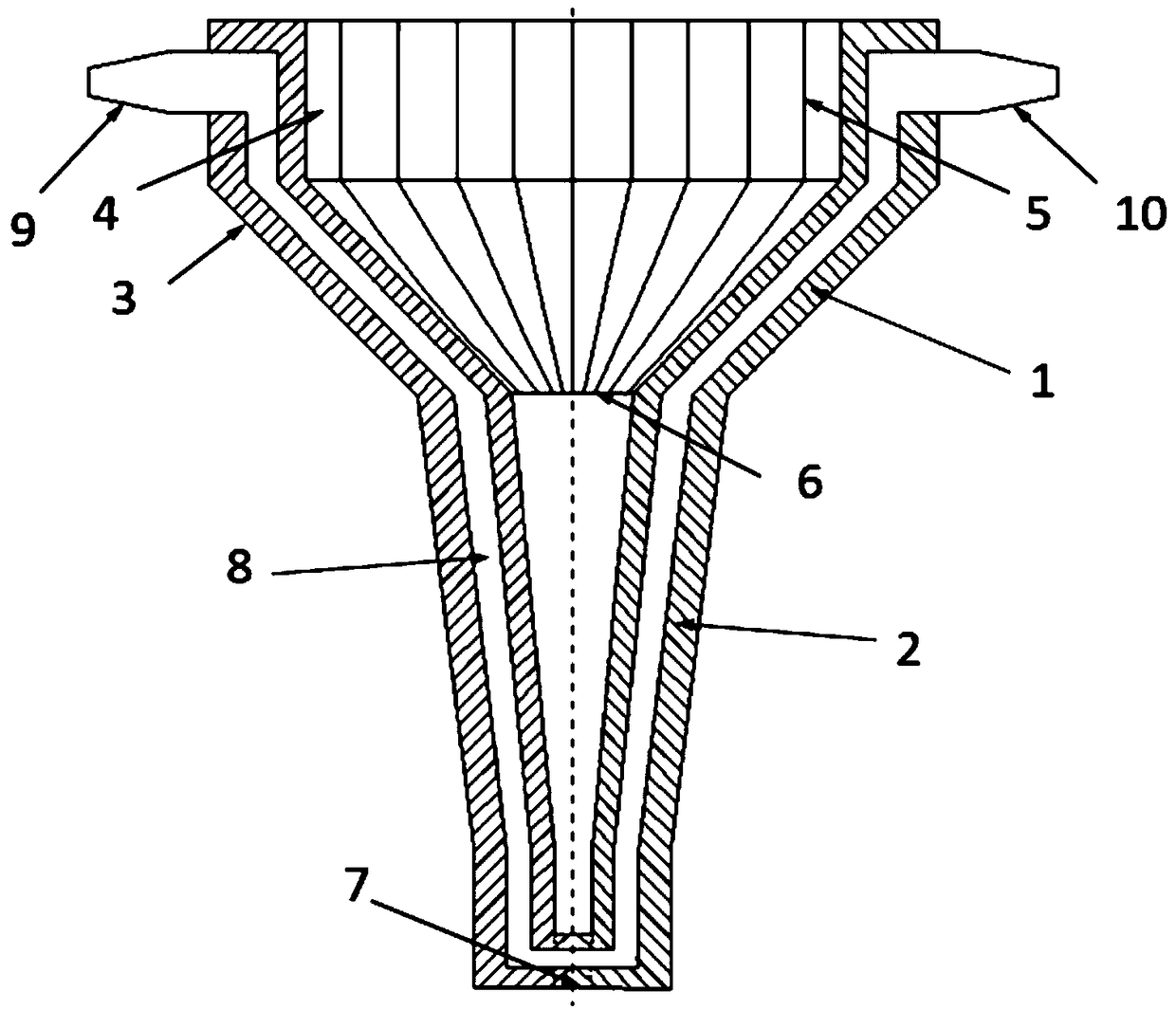 Water-cooling copper crucible device for atomization powdering