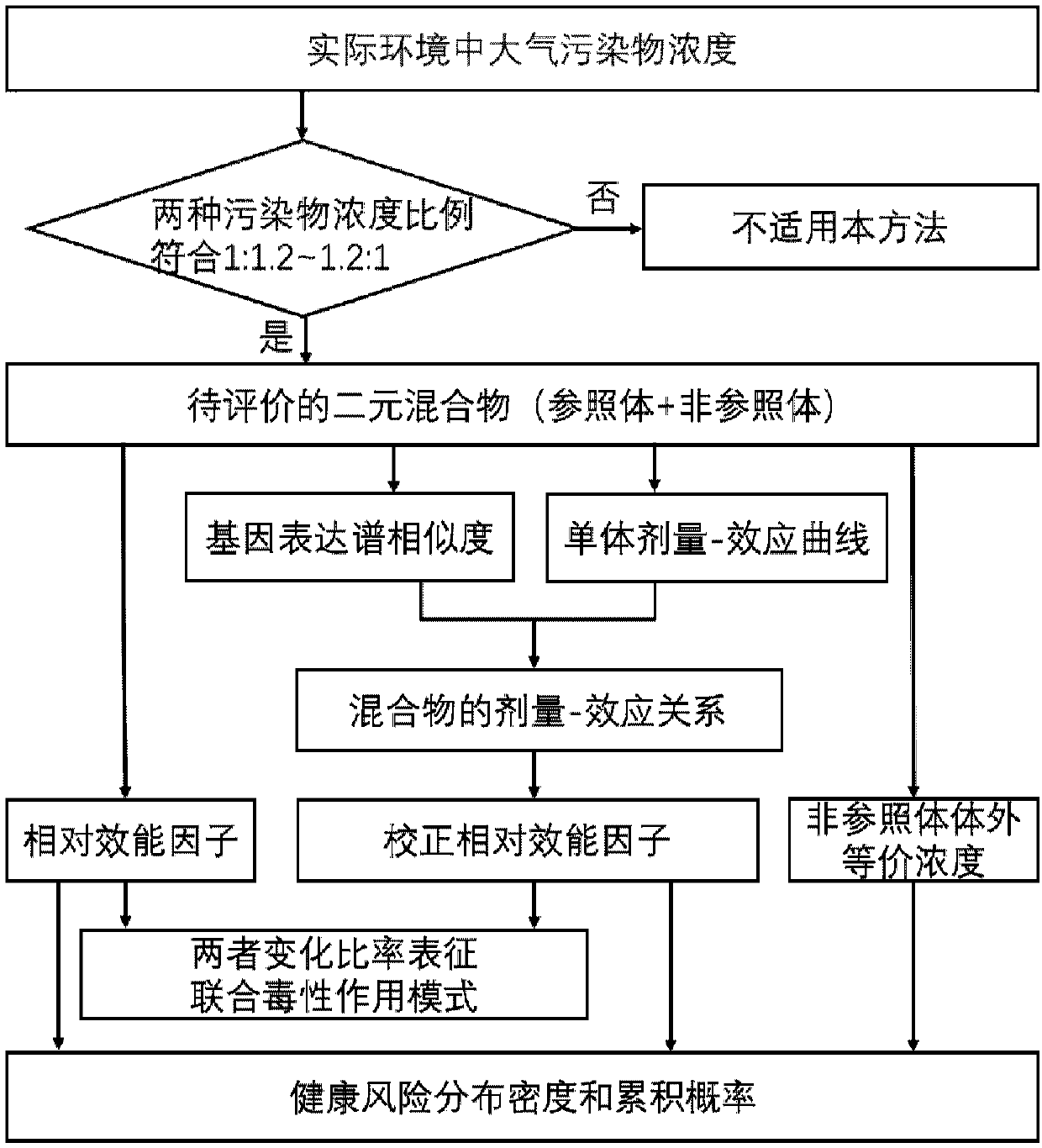 An atmospheric pollution binary mixture health risk evaluation method