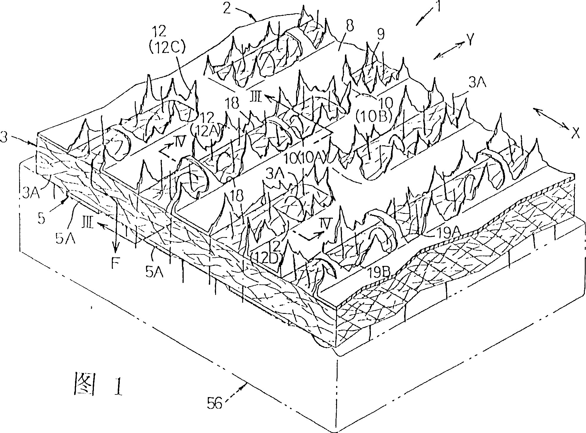 Fluid permeance surface layer of body fluid absorption article, and method of producing same