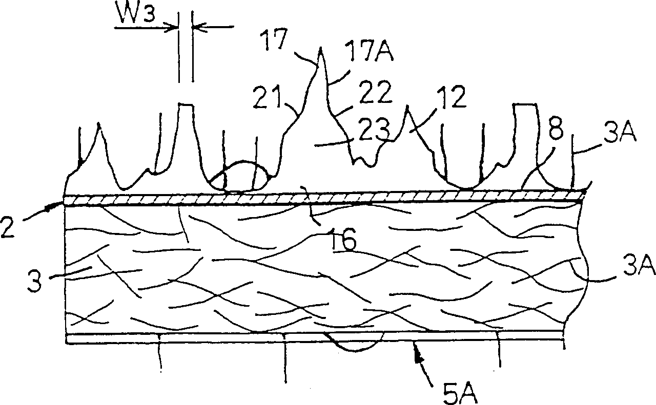 Fluid permeance surface layer of body fluid absorption article, and method of producing same