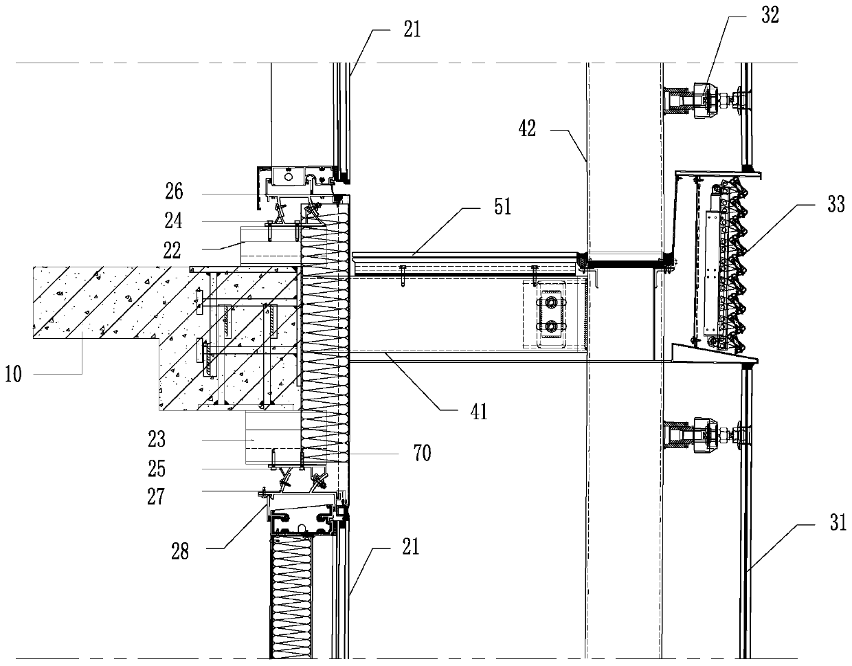 Floor-standing double-layer curved curtain wall with external circulation and its installation process