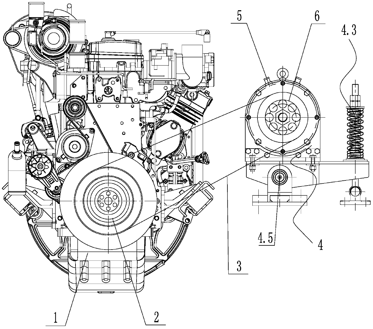 Mounting device used for power mechanism of hybrid electric bus