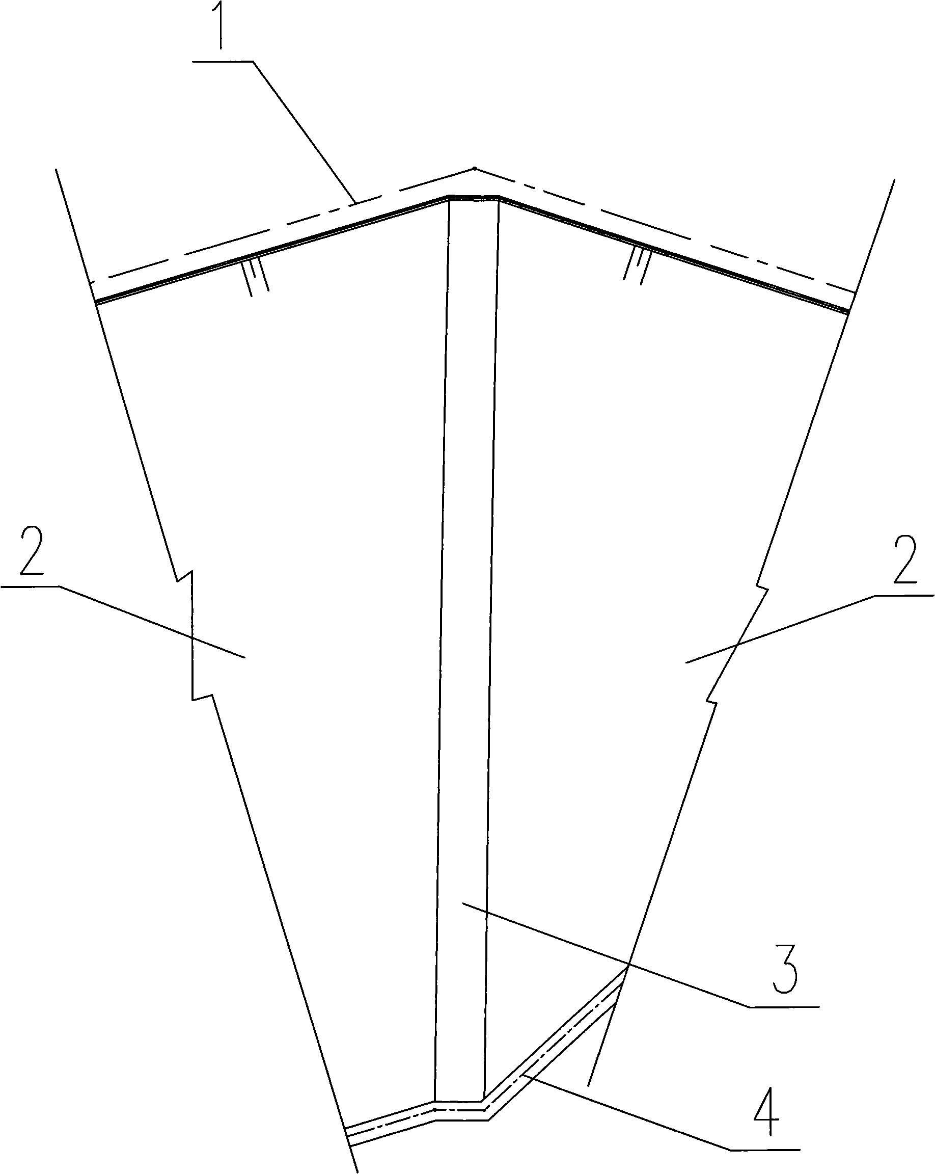 Folded line type concrete panel rock-fill dam and construction method thereof