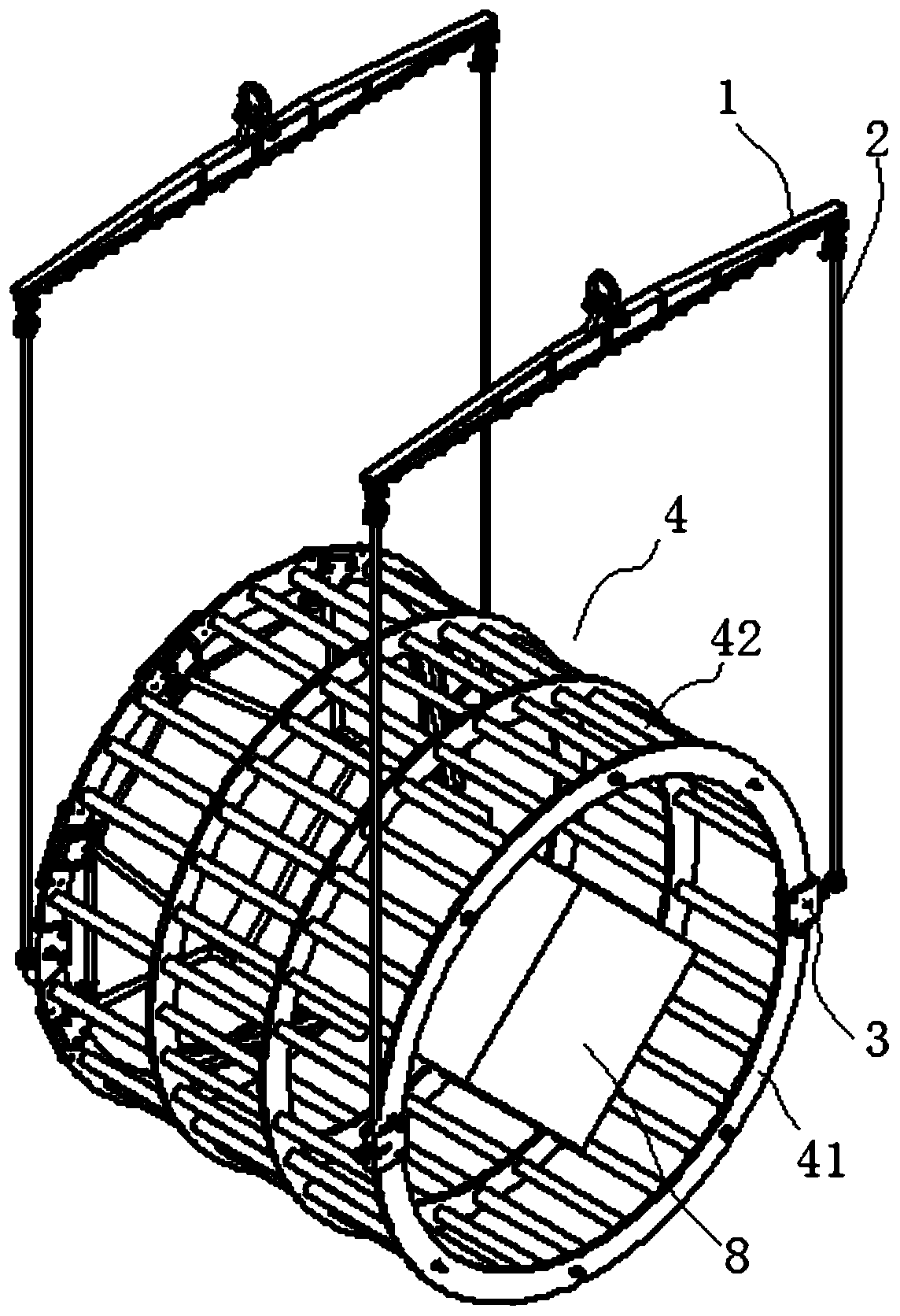 A large-scale rocket engine and support overall flip fixture