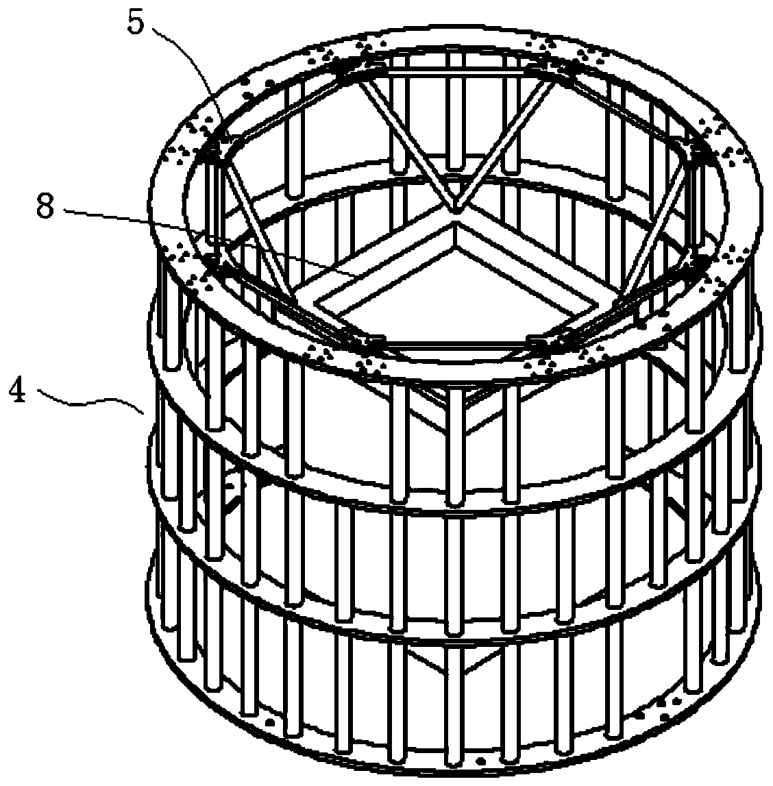 A large-scale rocket engine and support overall flip fixture