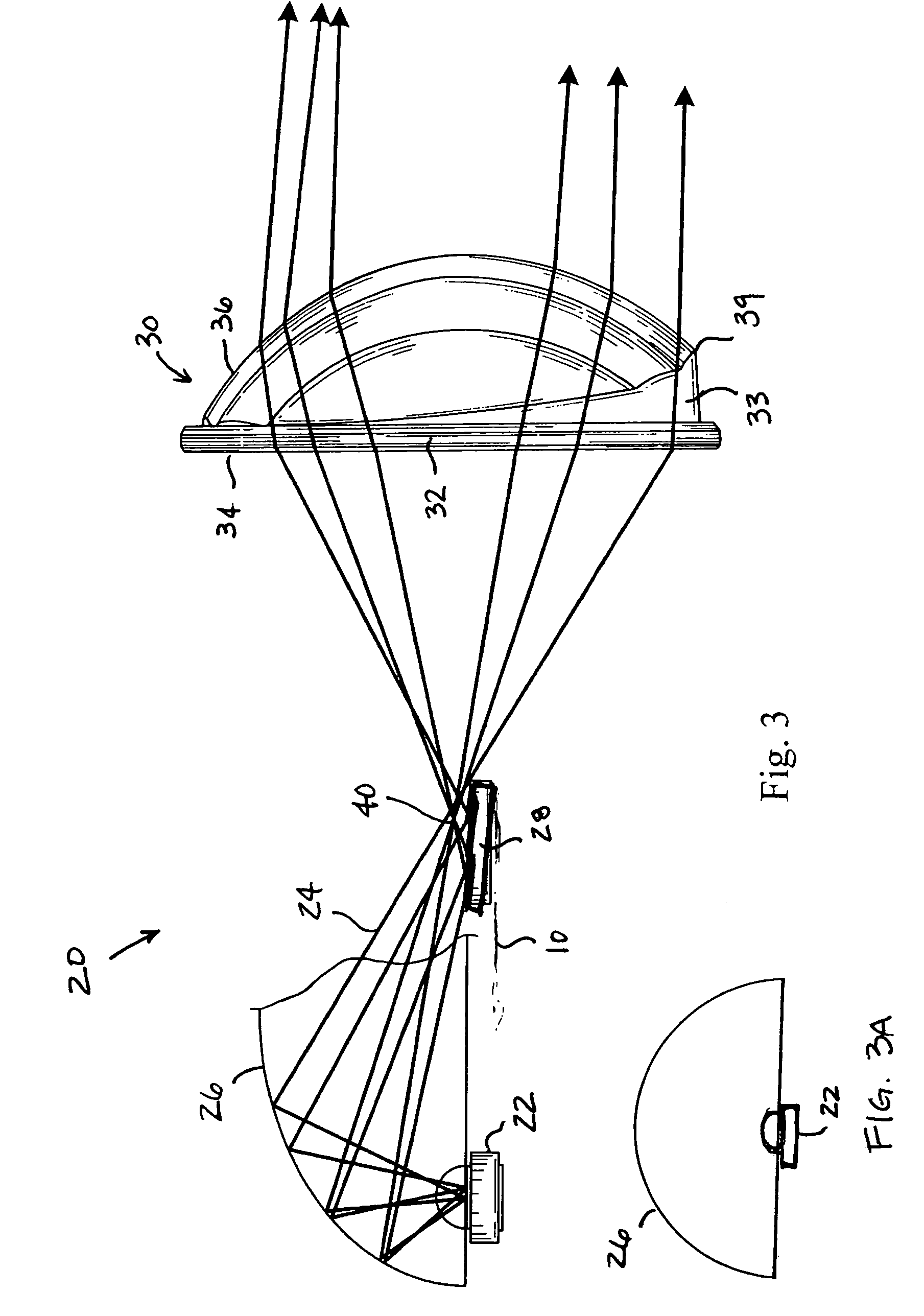 LED projector headlamps using single or multi-faceted lenses