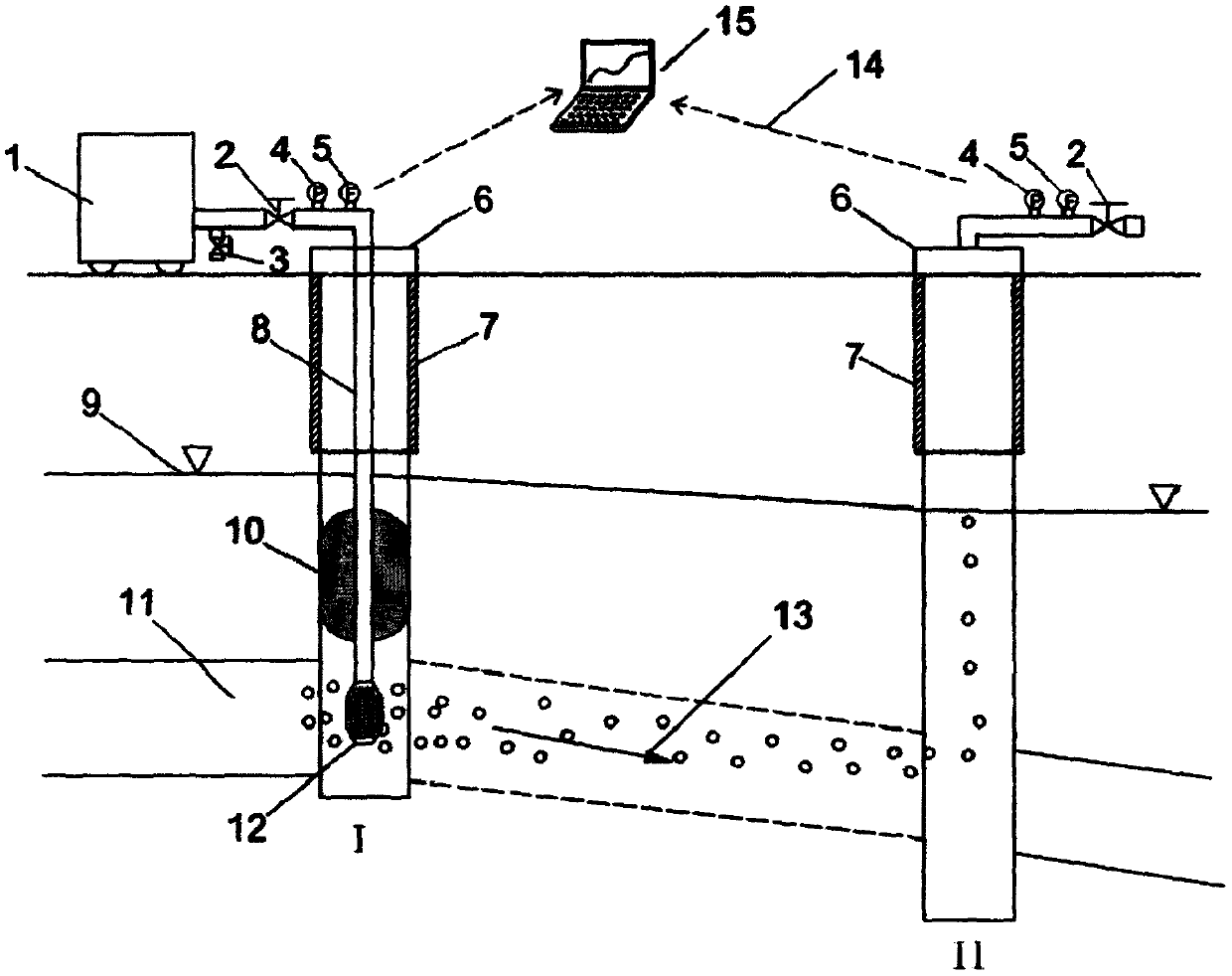 Wild underground water connectivity test device and method