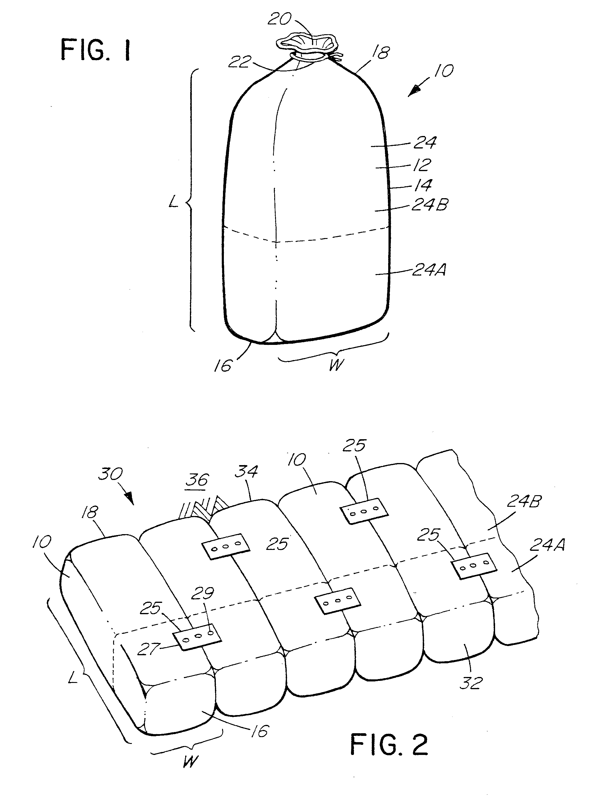 Sandbag retaining walls adapted for plant growth