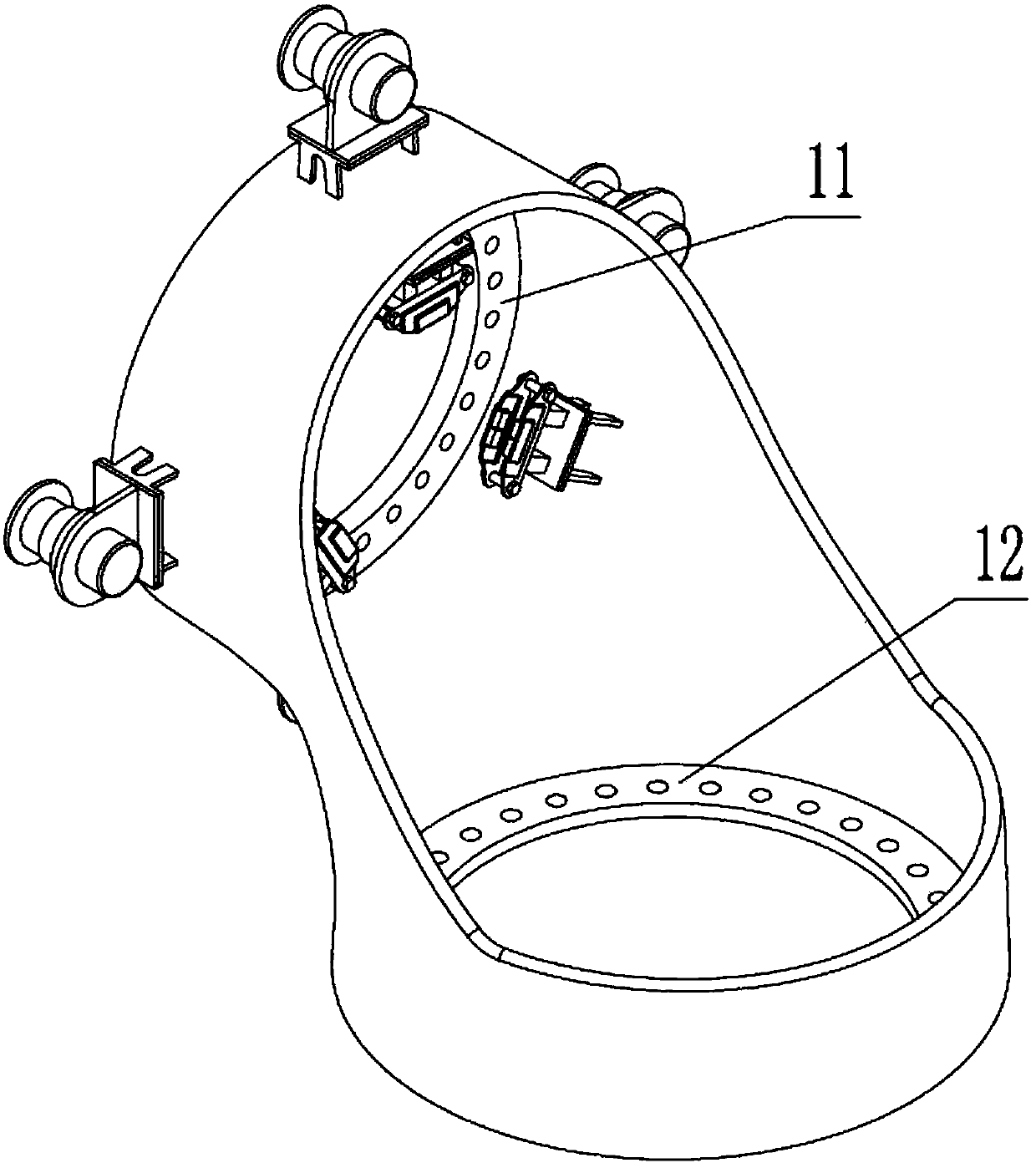 A structure device for direct-drive speed-up narrow-tube wind-gathering power generation