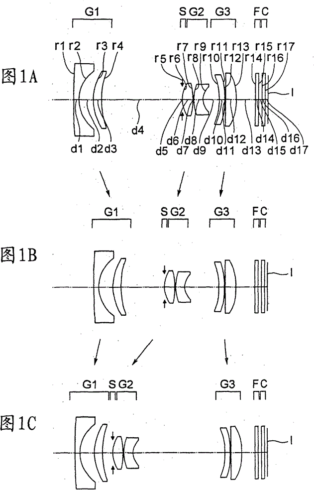 Three-unit zoom lens and image pickup device with same