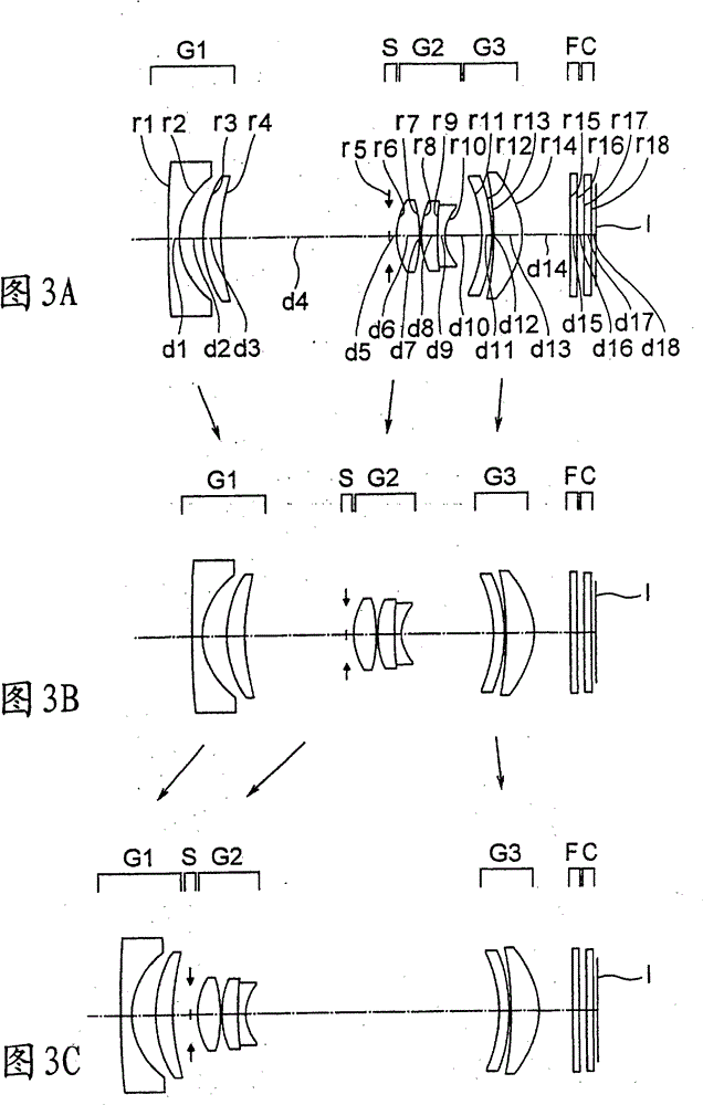 Three-unit zoom lens and image pickup device with same