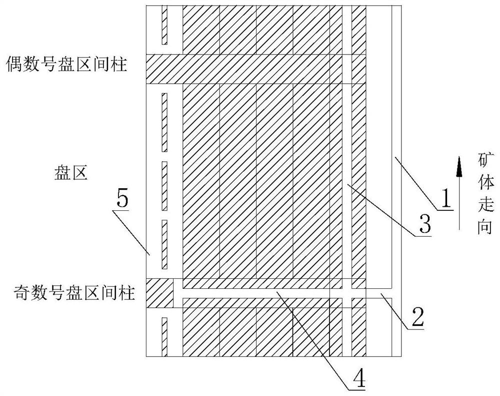 Inclined large and thick ore body cooperative mining method