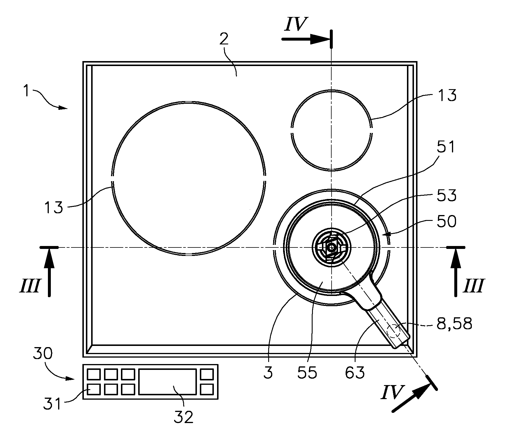 Cooking hob with rotary driving means and cooking vessel usable with said hob