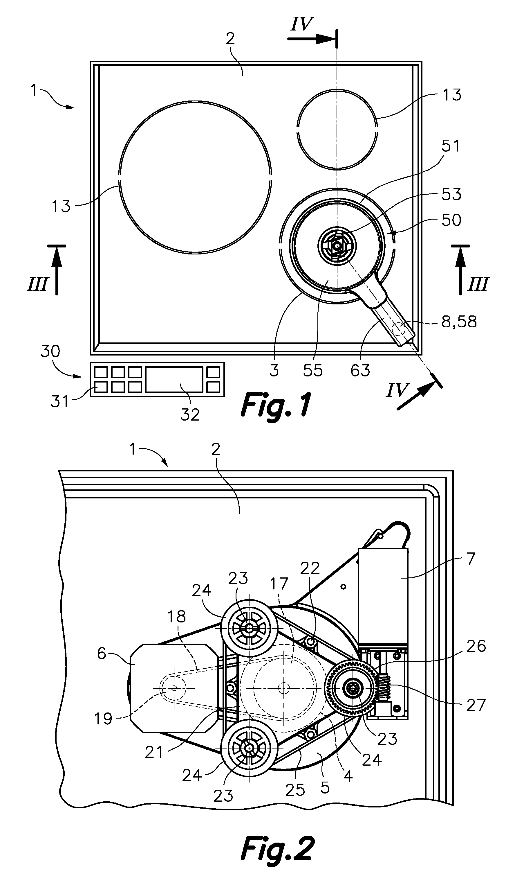 Cooking hob with rotary driving means and cooking vessel usable with said hob