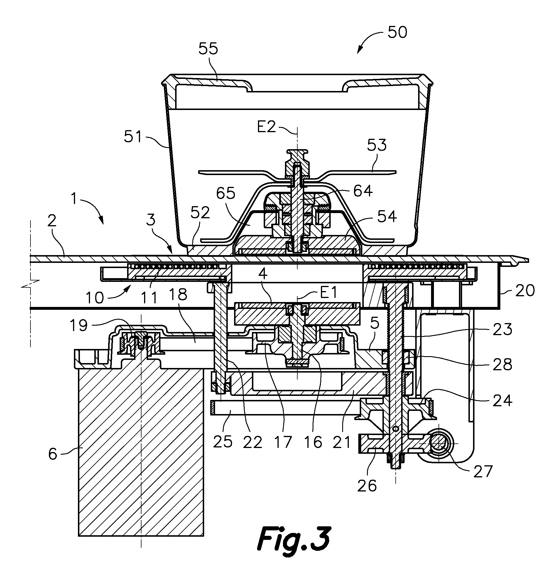 Cooking hob with rotary driving means and cooking vessel usable with said hob