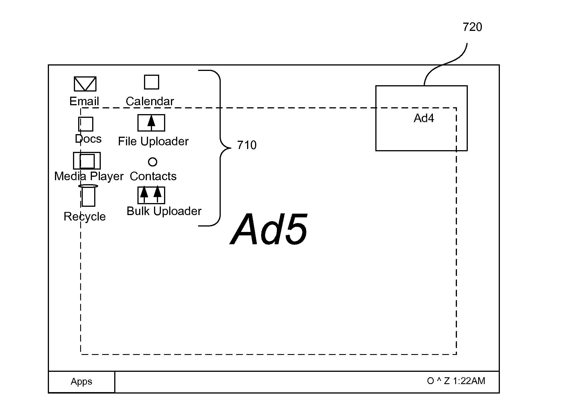 Virtual desktop service with targeted advertisement