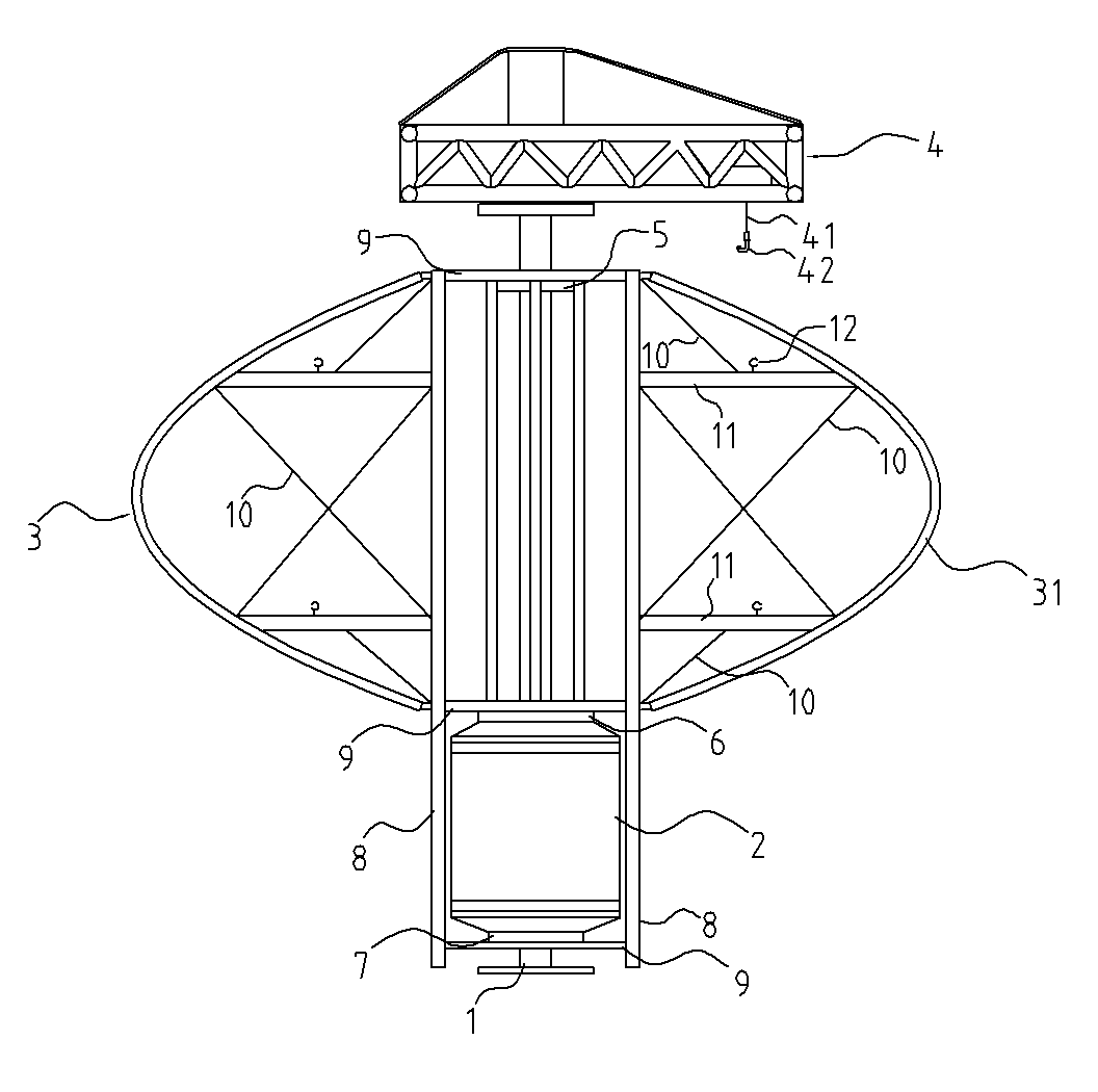 Device and method for avoiding stall caused by strong wind in vertical axis wind turbine