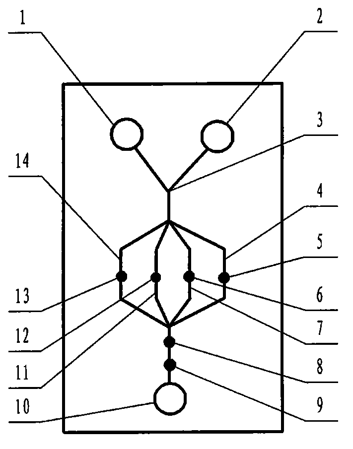 Hydrophobic-substrate-containing AIDS-diagnosis multichannel microfluidic chip device