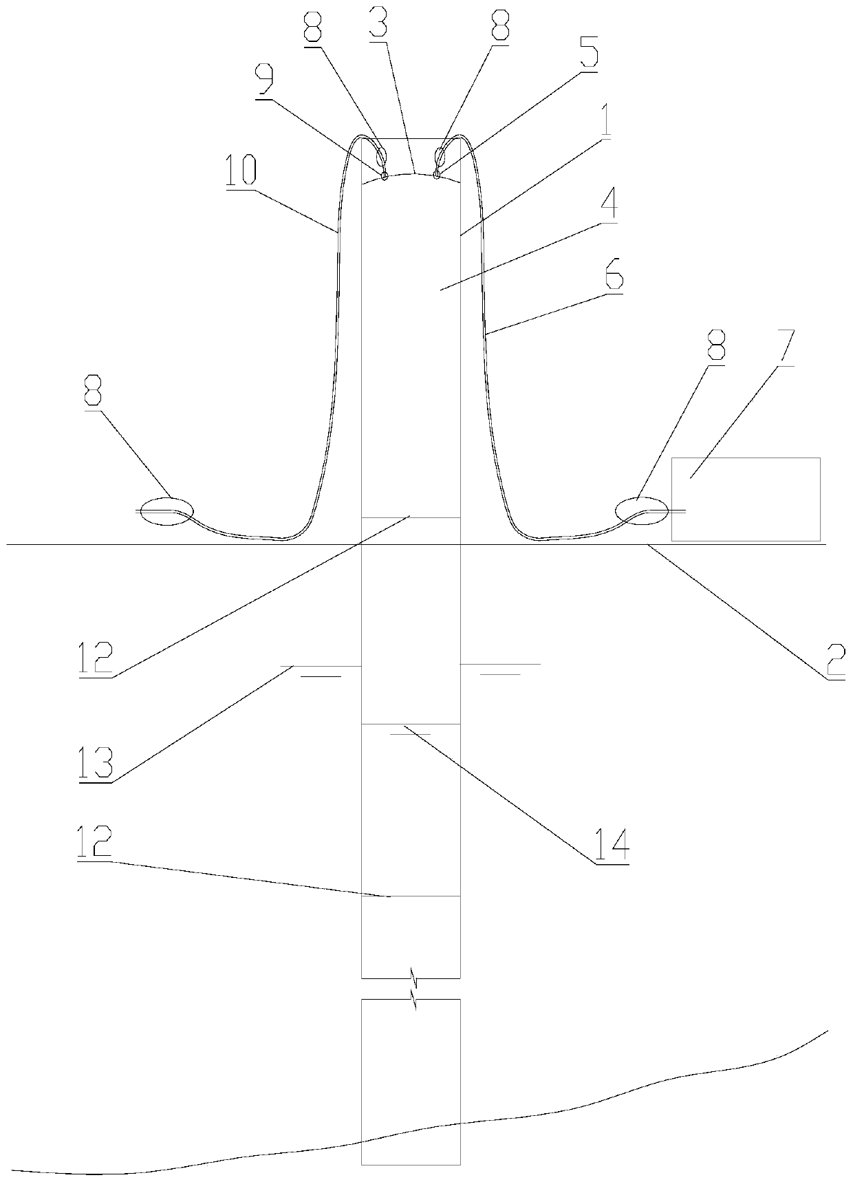 Lowering method of steel protection casing