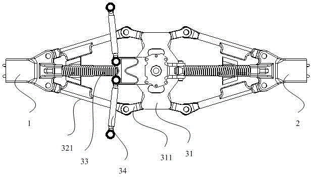 Guide wheel guide control device and rubber tire guide rail streetcar