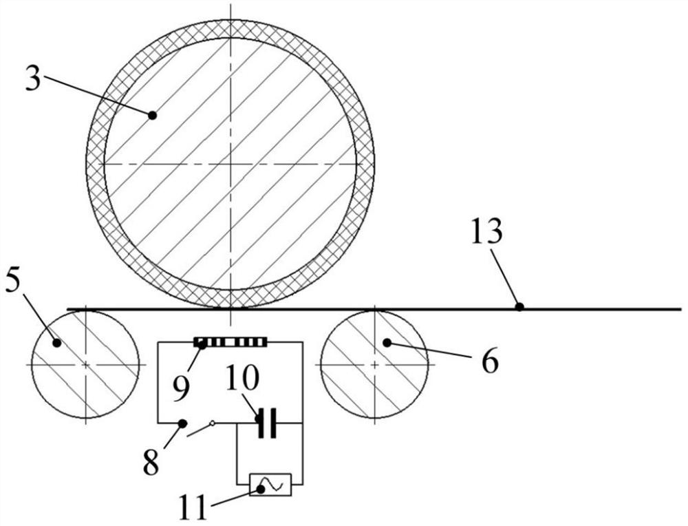 Electromagnetic auxiliary roll bending forming method and forming device thereof