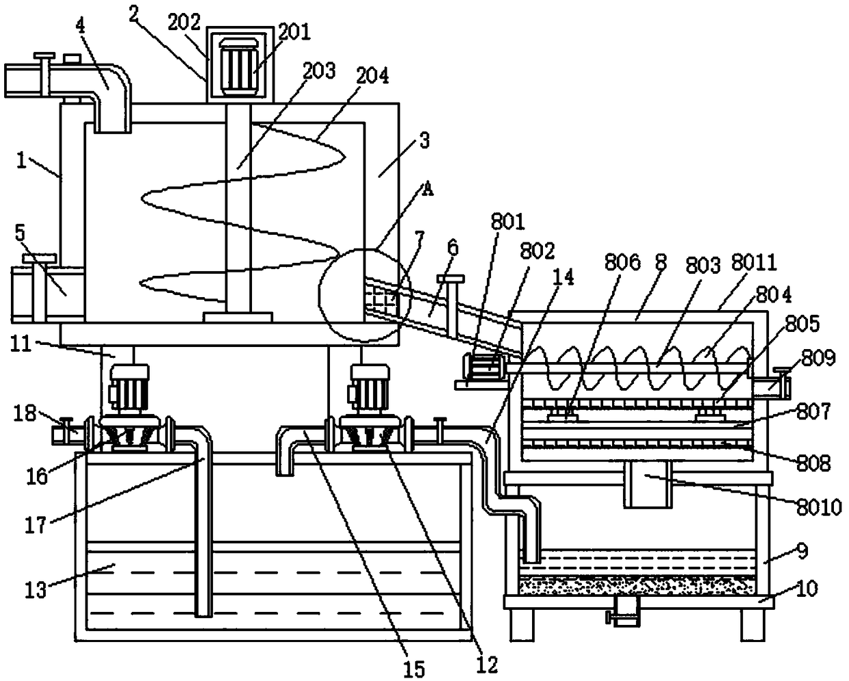 Residual material treating device of concrete pumping system used for super high-rise buildings