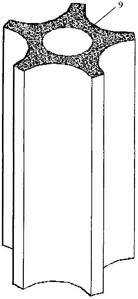 Cast-in-place concrete hollow five-star shaped pile with large diameter and construction method and special device thereof