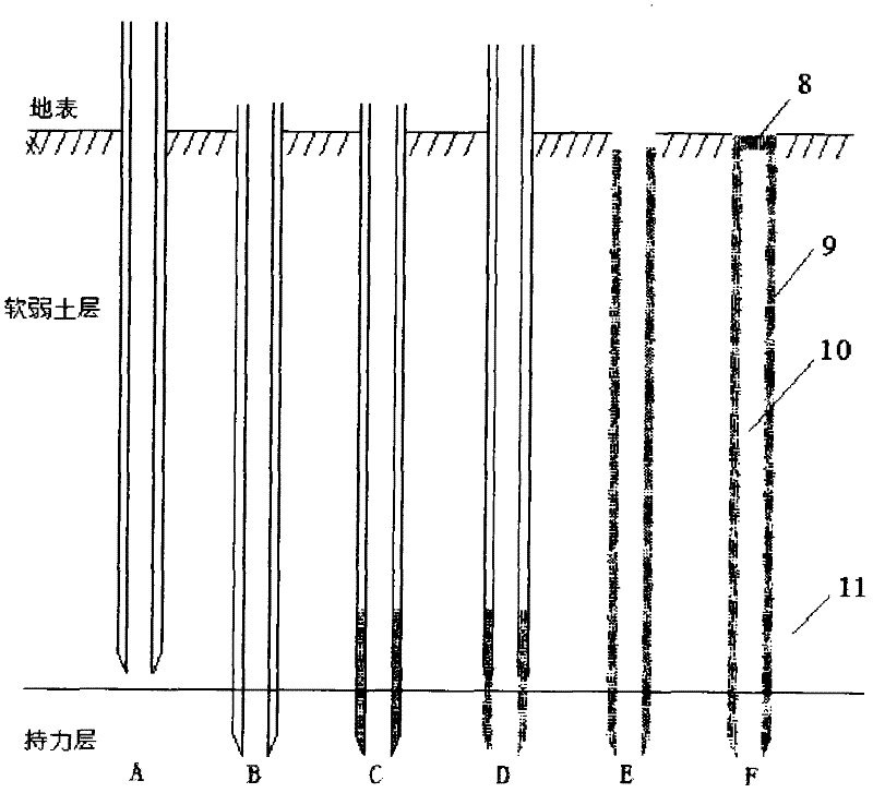 Cast-in-place concrete hollow five-star shaped pile with large diameter and construction method and special device thereof