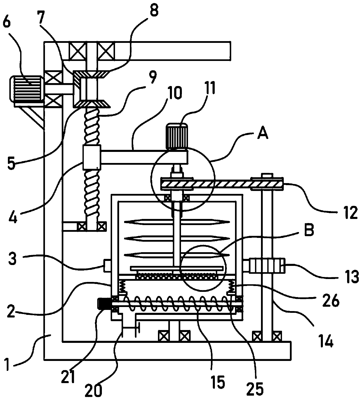 Grain raw material refining device for feed production