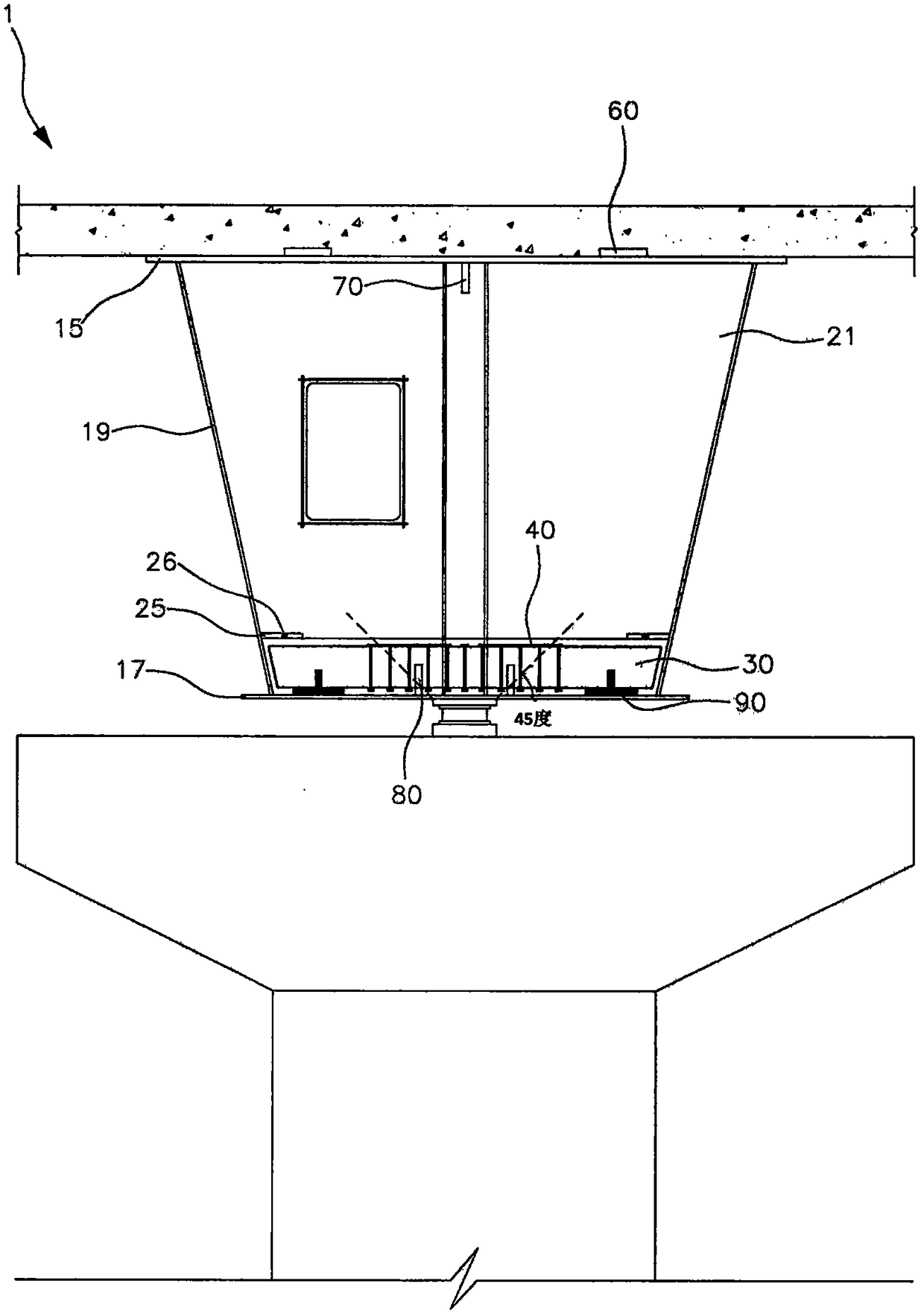 Reinforcing structure at steel box girder bridge pier and construction method of steel box girder with this structure