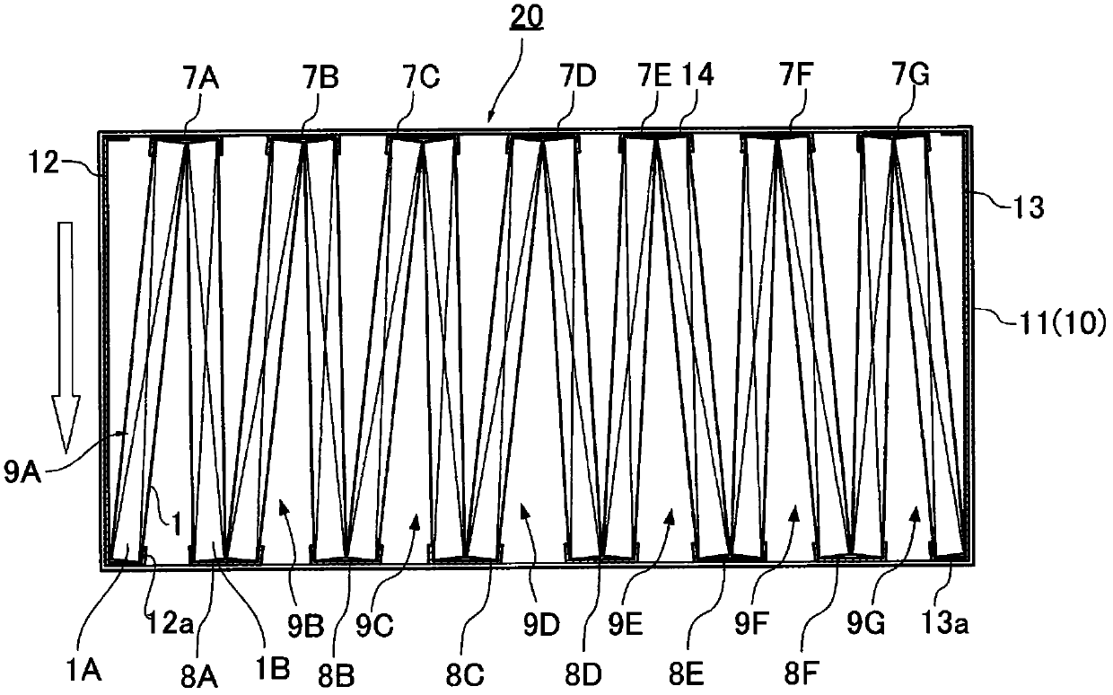 Filter element and double-pleated air filter using same