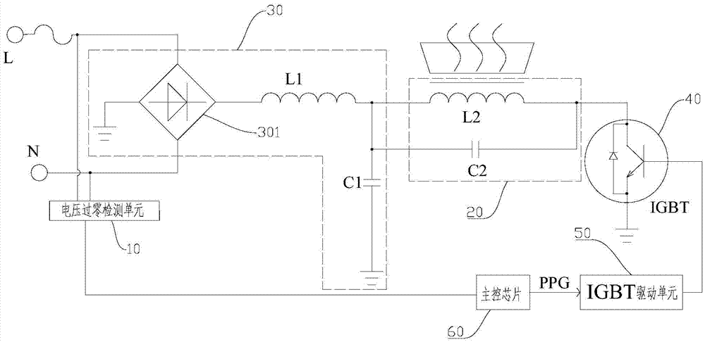 Electromagnetic heating cooking device, and heating control circuit and low power heating control method thereof