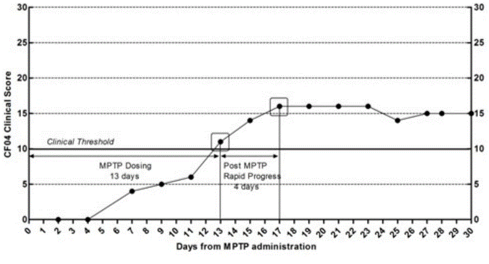 Method for establishing monkey systematic Parkinson's disease model