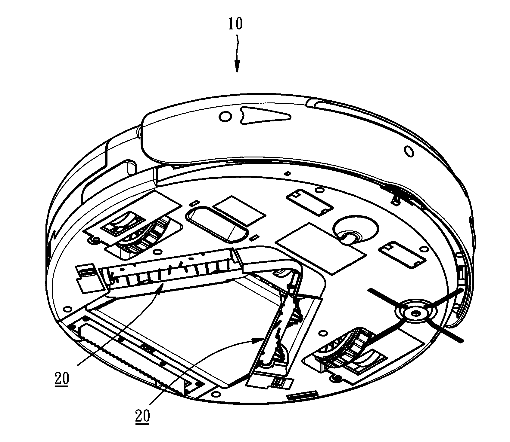 Dust roller brush device for mobile robotic vacuum cleaner