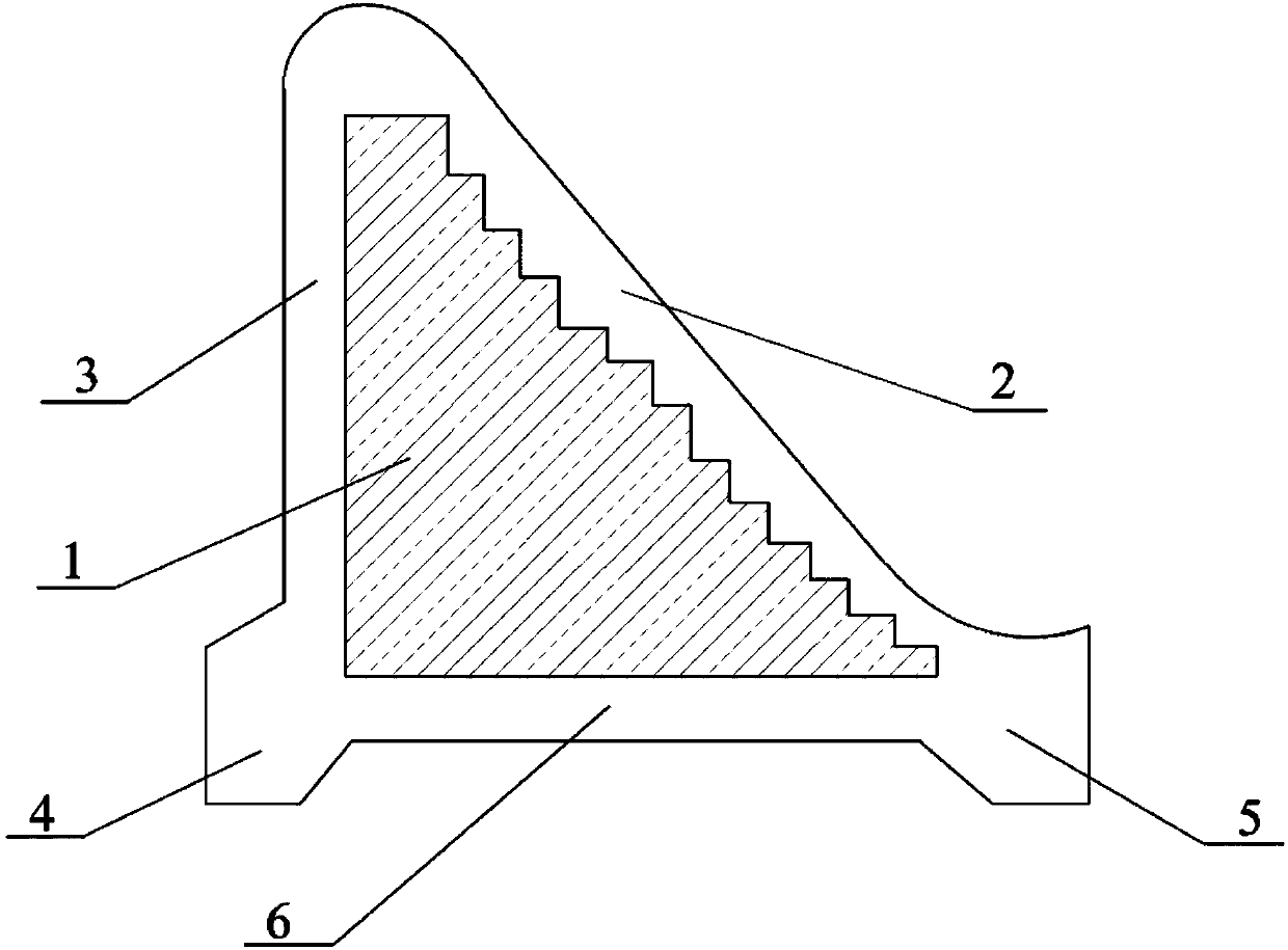 Gravity type cement-sand-gravel dam and construction method thereof