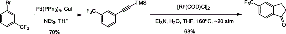 Process for synthesizing 5-trifluoromethyl-1-indene ketone