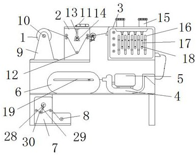 Anti-settling dyeing device capable of recycling dripping dye for textile fabric production