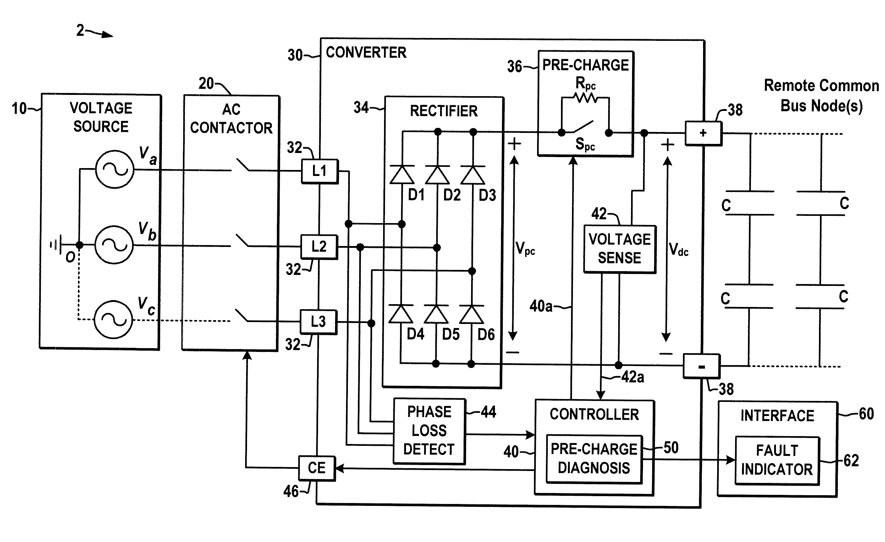 Method and apparatus for pre-charging power converters and diagnosing pre-charge faults