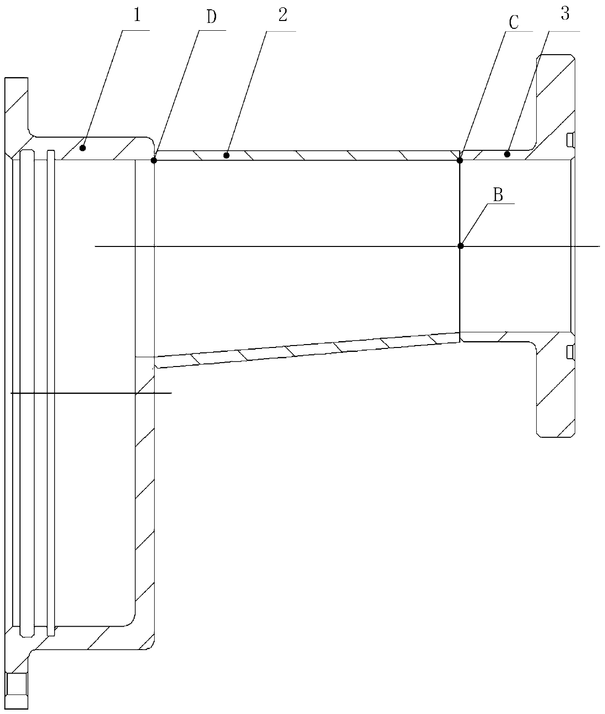 Low-flowing-pressure-loss special-shaped gradient exhaust structure